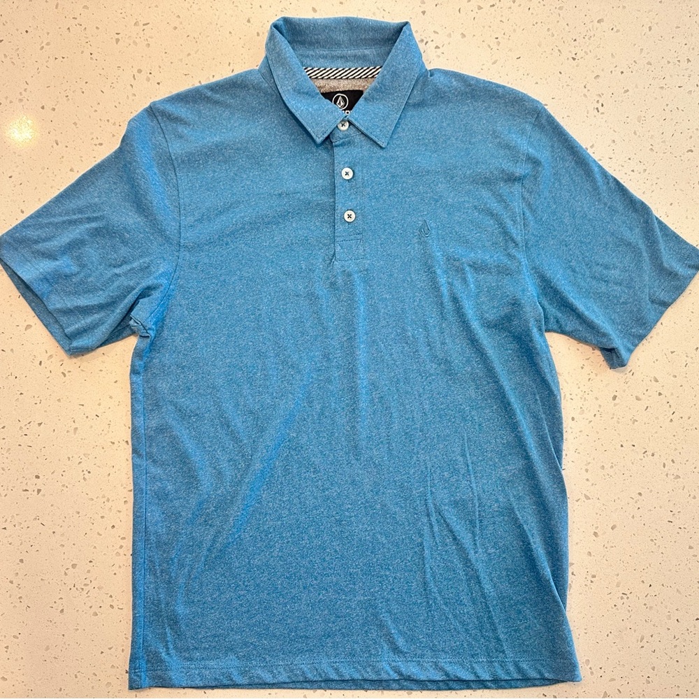 Volcom Blue Polo Shirt Classic Knit Design